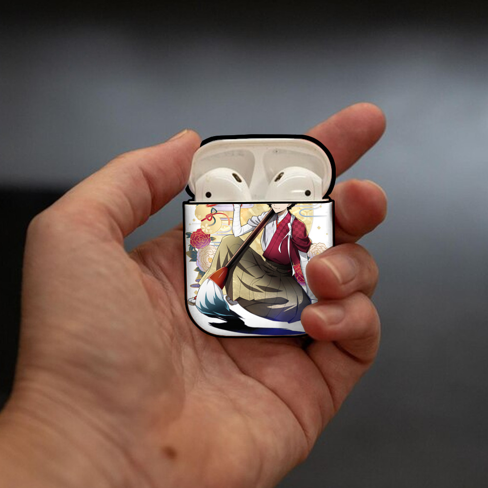 文豪ストレイドッグス Bungo Stray Dogs AirPods 第2世代保護ケース ハードシェル ブラック 耐衝撃・防指紋・カラビナ付き