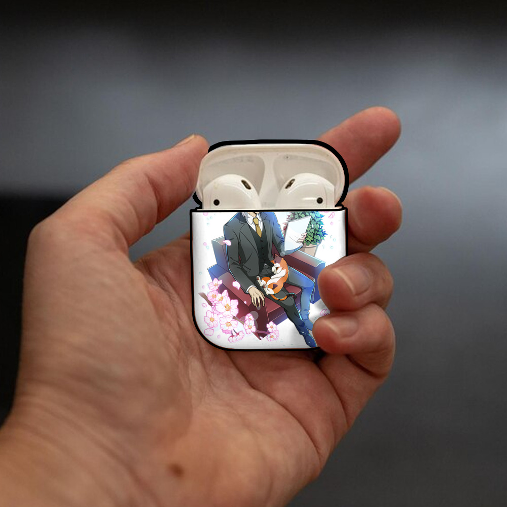 文豪ストレイドッグス Bungo Stray Dogs AirPods 第2世代保護ケース ハードシェル ブラック 耐衝撃・防指紋・カラビナ付き