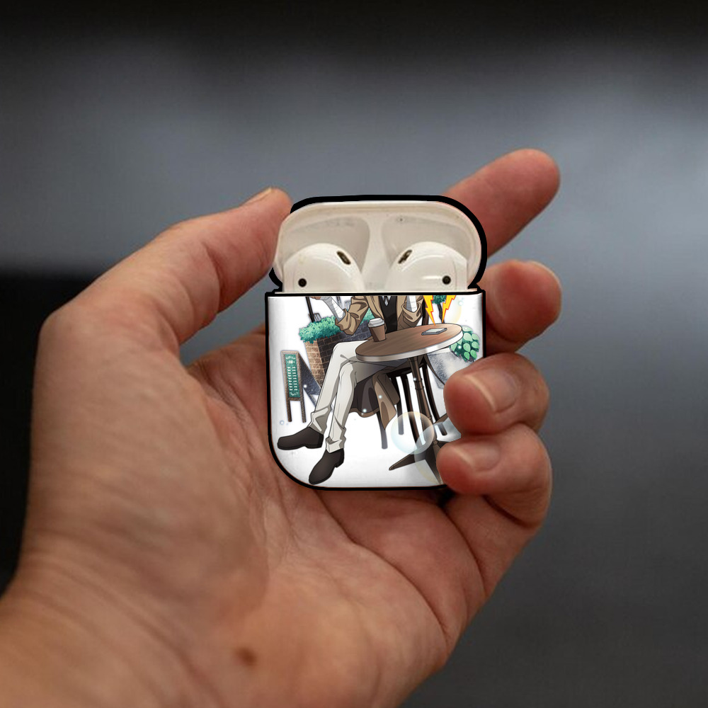 文豪ストレイドッグス Bungo Stray Dogs AirPods 第2世代保護ケース ハードシェル ブラック 耐衝撃・防指紋・カラビナ付き