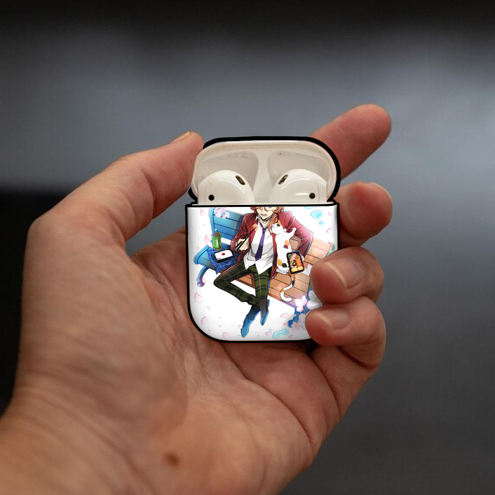 文豪ストレイドッグス Bungo Stray Dogs AirPods 第2世代保護ケース ハードシェル ブラック 耐衝撃・防指紋・カラビナ付き