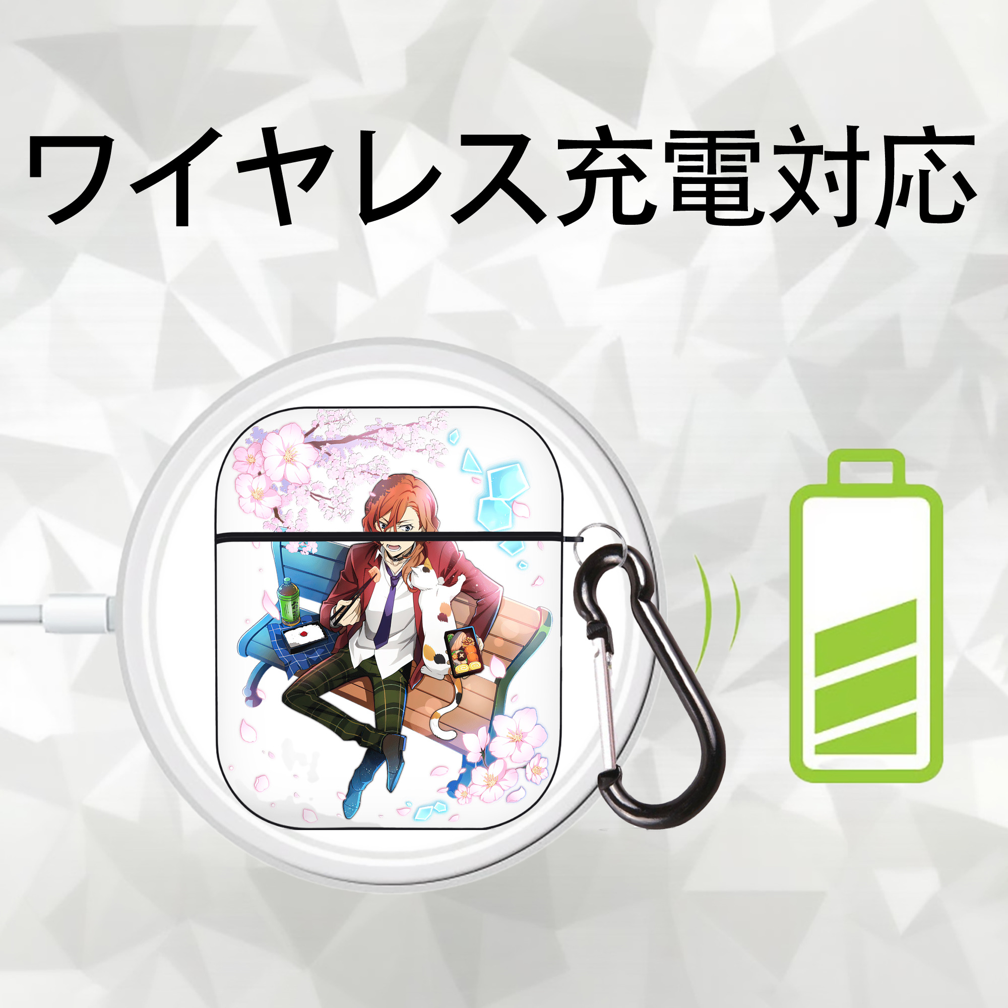 文豪ストレイドッグス Bungo Stray Dogs AirPods 第2世代保護ケース ハードシェル ブラック 耐衝撃・防指紋・カラビナ付き