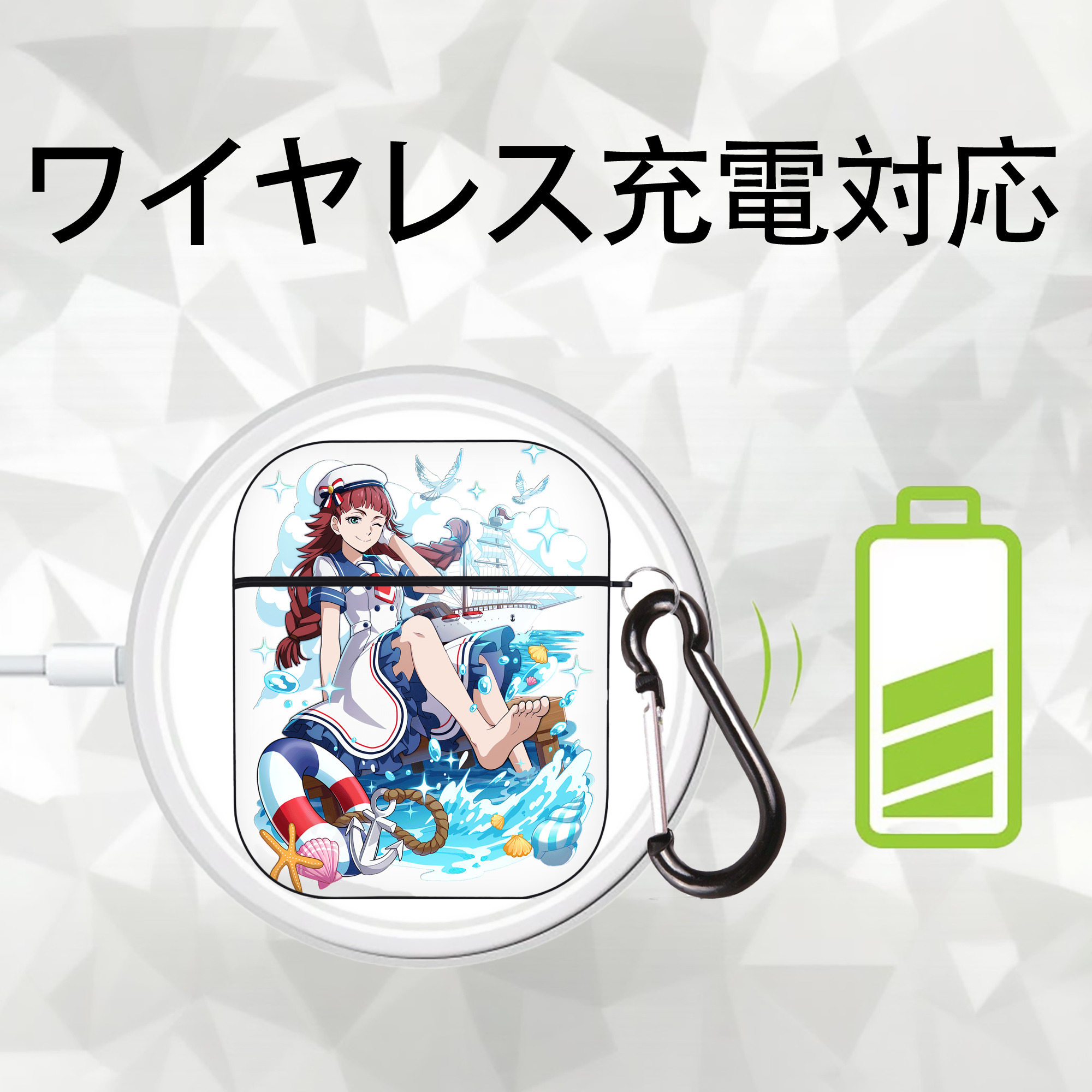 文豪ストレイドッグス Bungo Stray Dogs AirPods 第2世代保護ケース ハードシェル ブラック 耐衝撃・防指紋・カラビナ付き