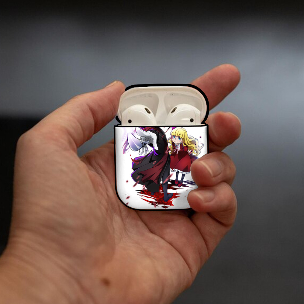 文豪ストレイドッグス Bungo Stray Dogs AirPods 第2世代保護ケース ハードシェル ブラック 耐衝撃・防指紋・カラビナ付き
