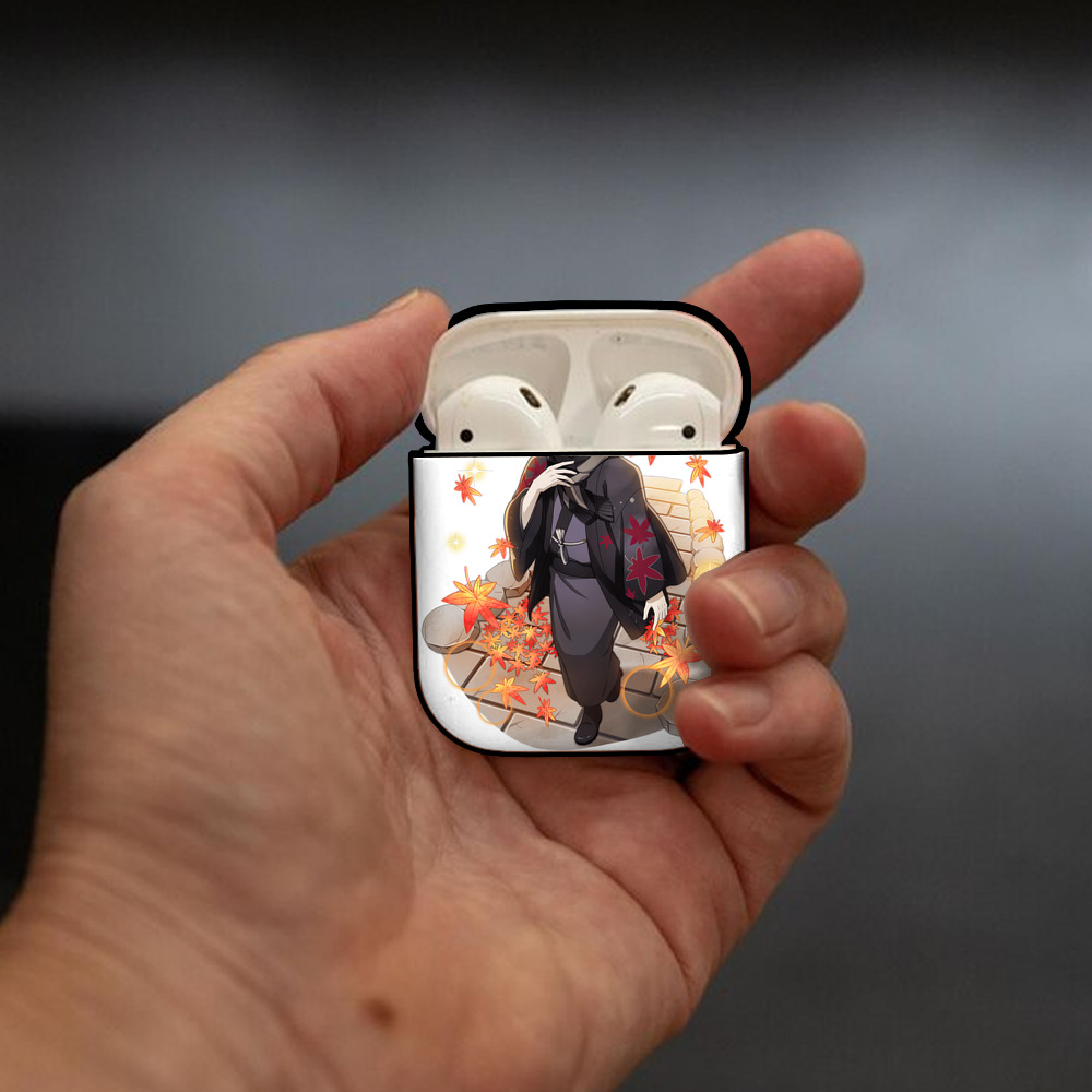 文豪ストレイドッグス Bungo Stray Dogs AirPods 第2世代保護ケース ハードシェル ブラック 耐衝撃・防指紋・カラビナ付き