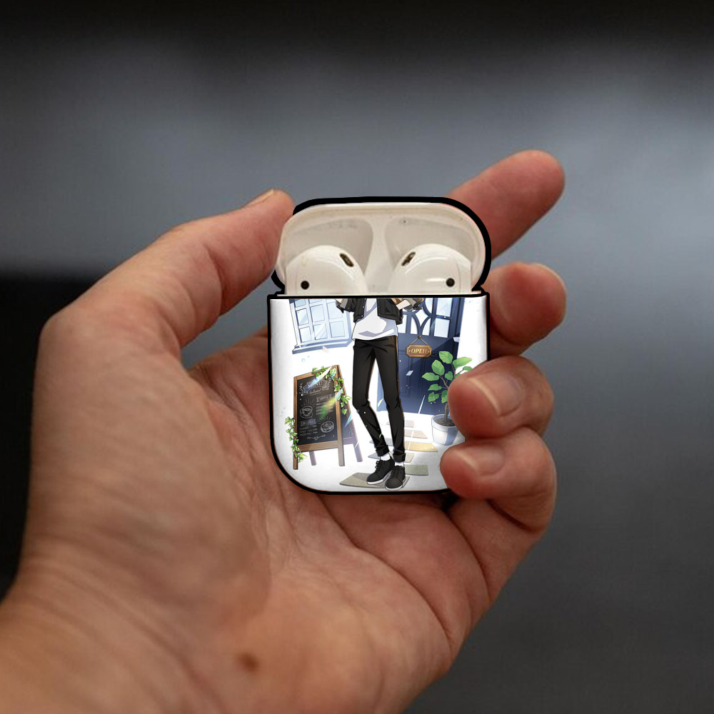 文豪ストレイドッグス Bungo Stray Dogs AirPods 第2世代保護ケース ハードシェル ブラック 耐衝撃・防指紋・カラビナ付き