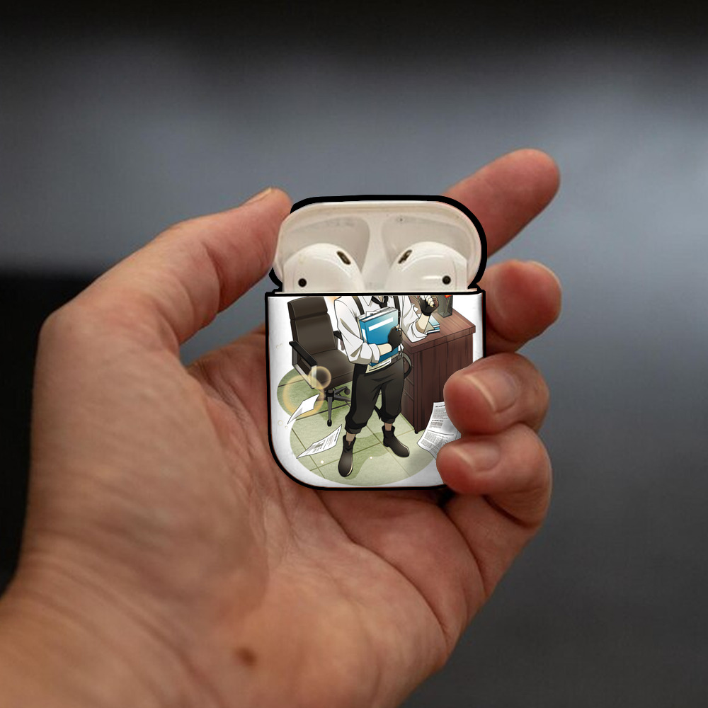 文豪ストレイドッグス Bungo Stray Dogs AirPods 第2世代保護ケース ハードシェル ブラック 耐衝撃・防指紋・カラビナ付き