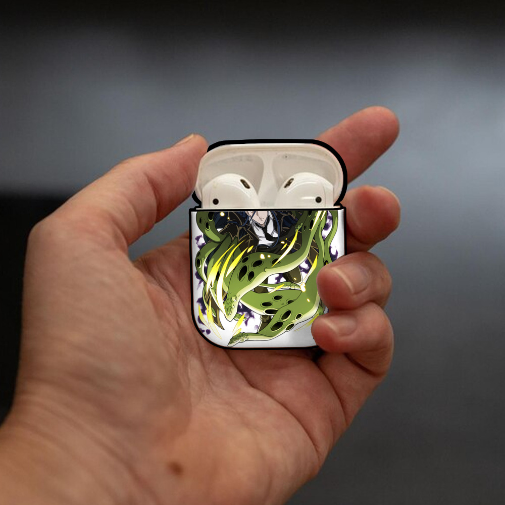 文豪ストレイドッグス Bungo Stray Dogs AirPods 第2世代保護ケース ハードシェル ブラック 耐衝撃・防指紋・カラビナ付き