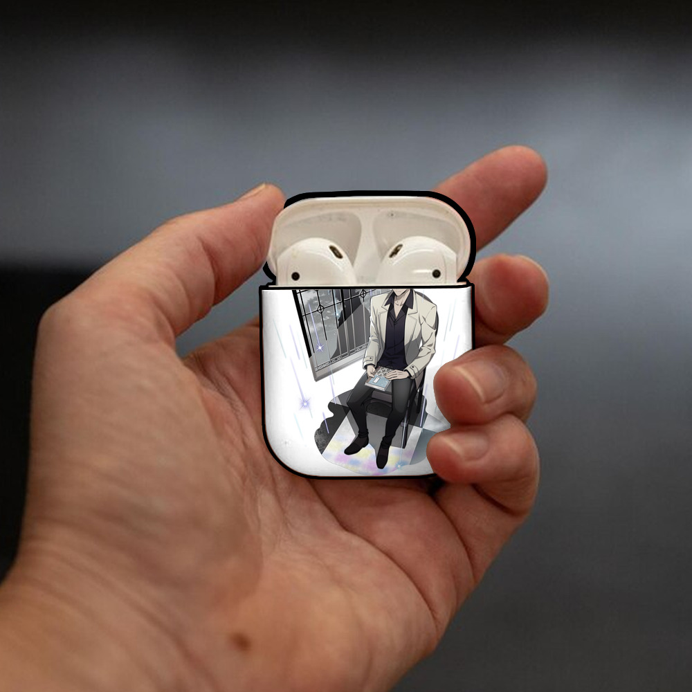 文豪ストレイドッグス Bungo Stray Dogs AirPods 第2世代保護ケース ハードシェル ブラック 耐衝撃・防指紋・カラビナ付き