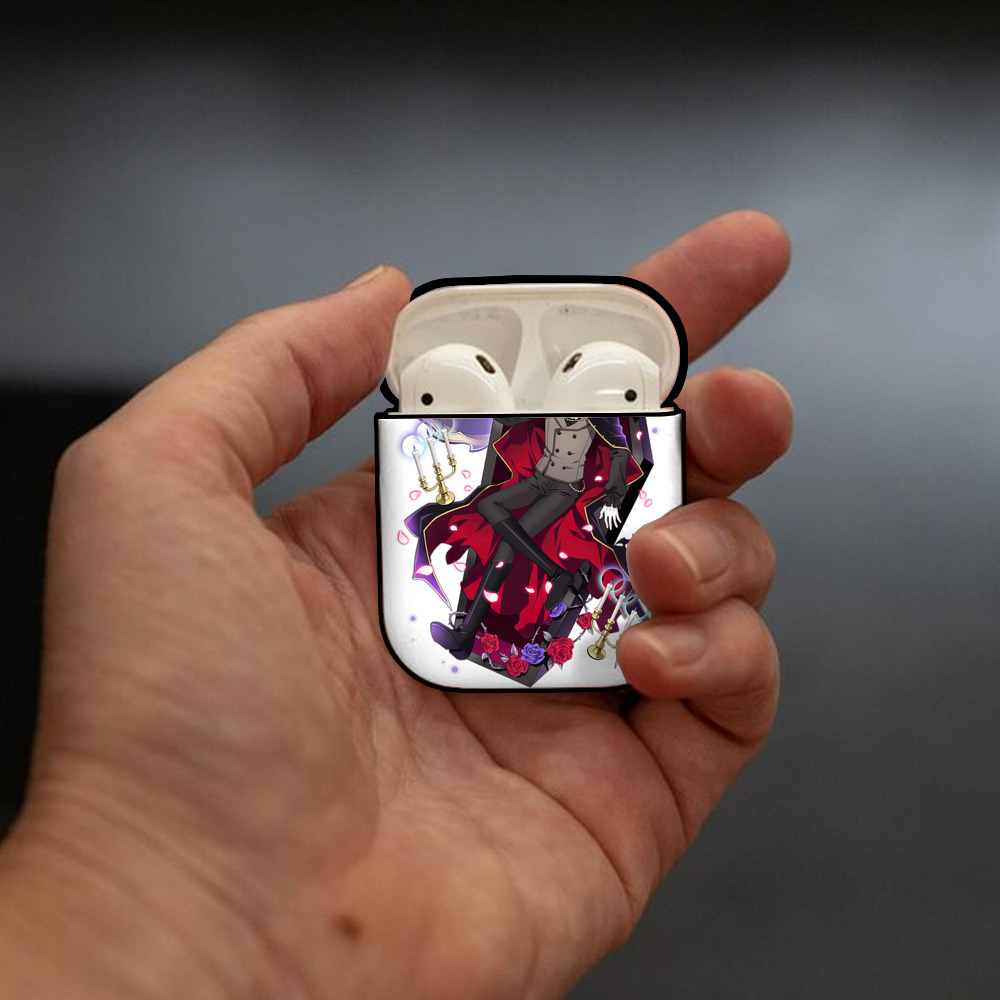 文豪ストレイドッグス Bungo Stray Dogs AirPods 第2世代保護ケース ハードシェル ブラック 耐衝撃・防指紋・カラビナ付き