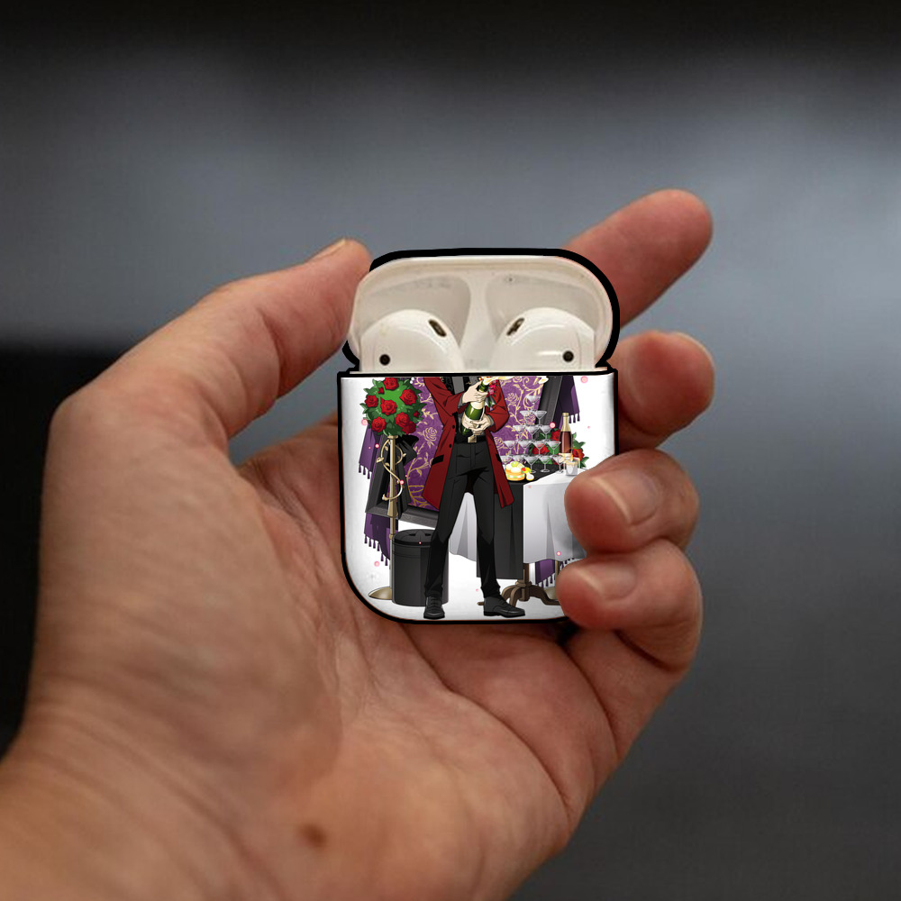 文豪ストレイドッグス Bungo Stray Dogs AirPods 第2世代保護ケース ハードシェル ブラック 耐衝撃・防指紋・カラビナ付き