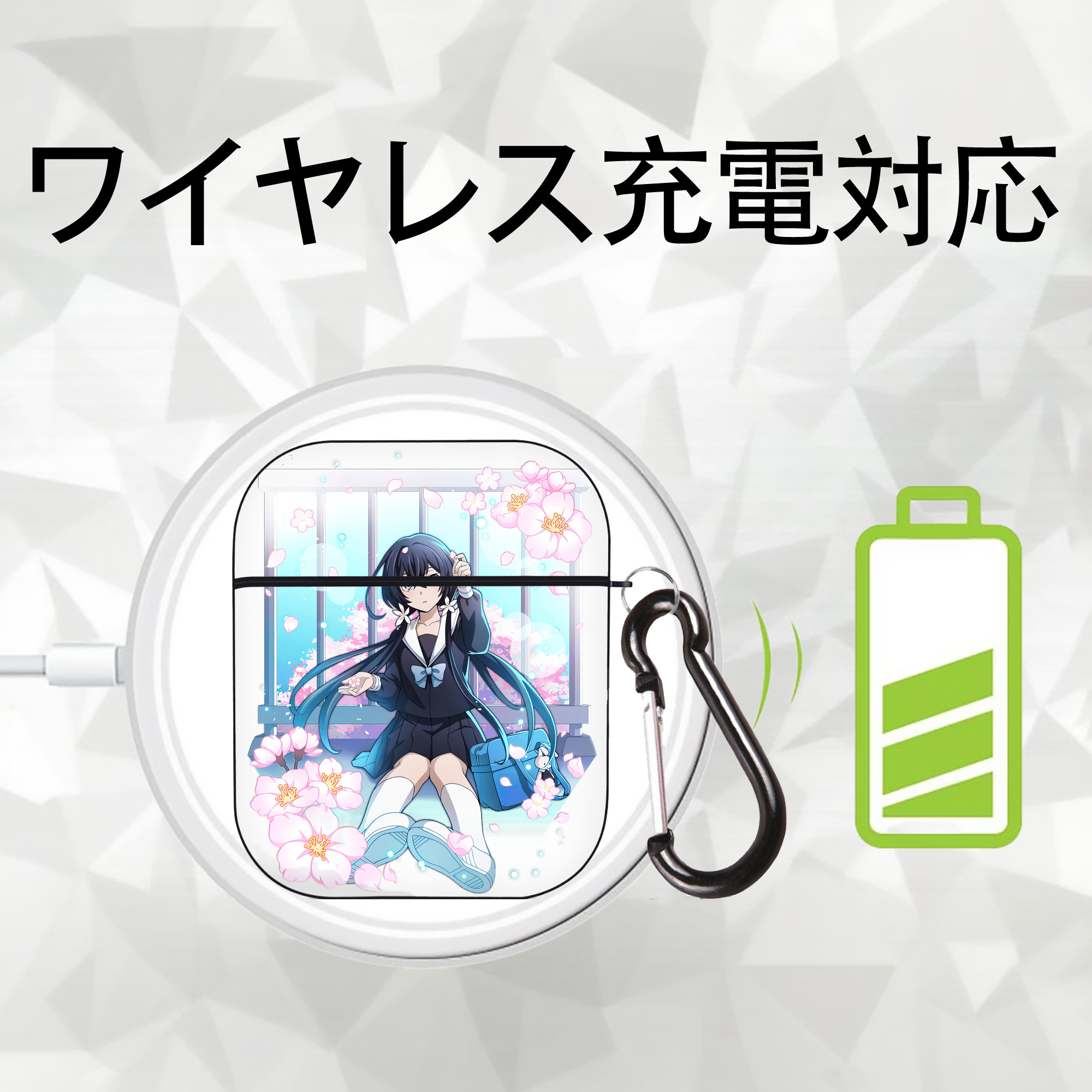 文豪ストレイドッグス Bungo Stray Dogs AirPods 第2世代保護ケース ハードシェル ブラック 耐衝撃・防指紋・カラビナ付き