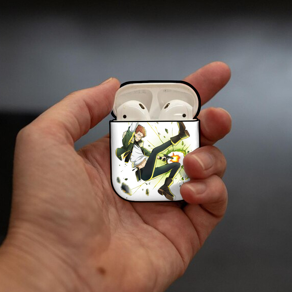文豪ストレイドッグス Bungo Stray Dogs AirPods 第2世代保護ケース ハードシェル ブラック 耐衝撃・防指紋・カラビナ付き