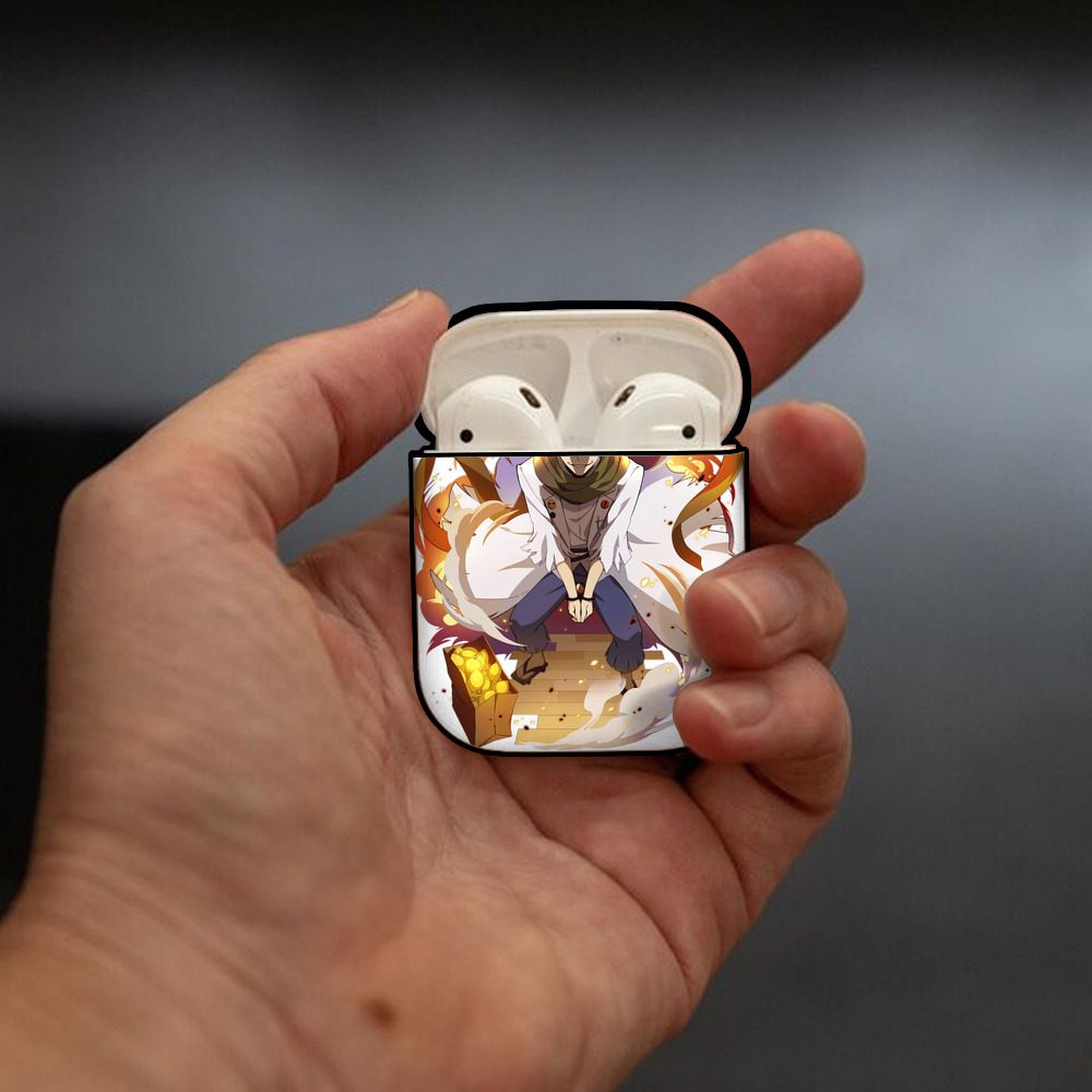 文豪ストレイドッグス Bungo Stray Dogs AirPods 第2世代保護ケース ハードシェル ブラック 耐衝撃・防指紋・カラビナ付き