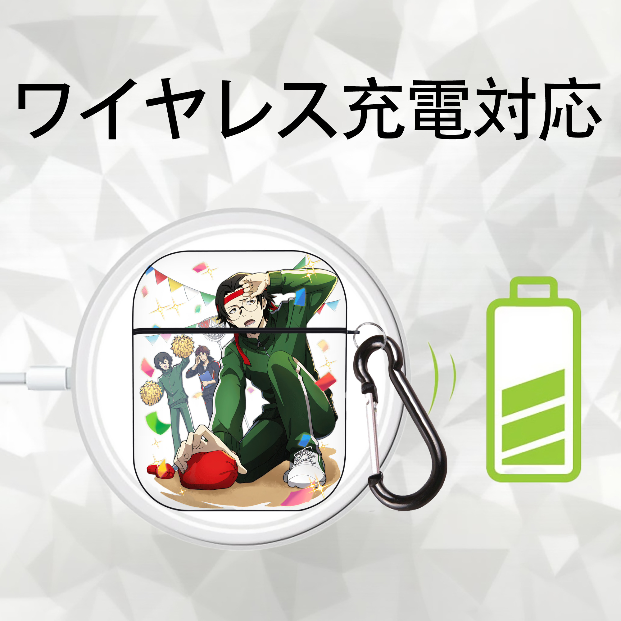 文豪ストレイドッグス Bungo Stray Dogs AirPods 第2世代保護ケース ハードシェル ブラック 耐衝撃・防指紋・カラビナ付き