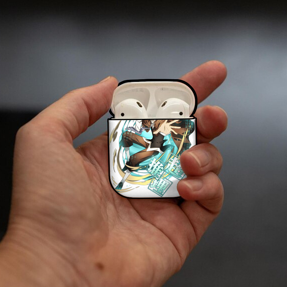 文豪ストレイドッグス Bungo Stray Dogs AirPods 第2世代保護ケース ハードシェル ブラック 耐衝撃・防指紋・カラビナ付き