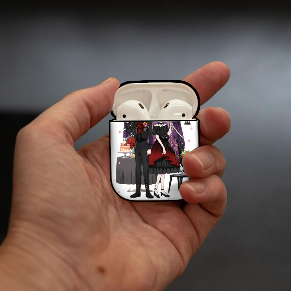 文豪ストレイドッグス Bungo Stray Dogs AirPods 第2世代保護ケース ハードシェル ブラック 耐衝撃・防指紋・カラビナ付き