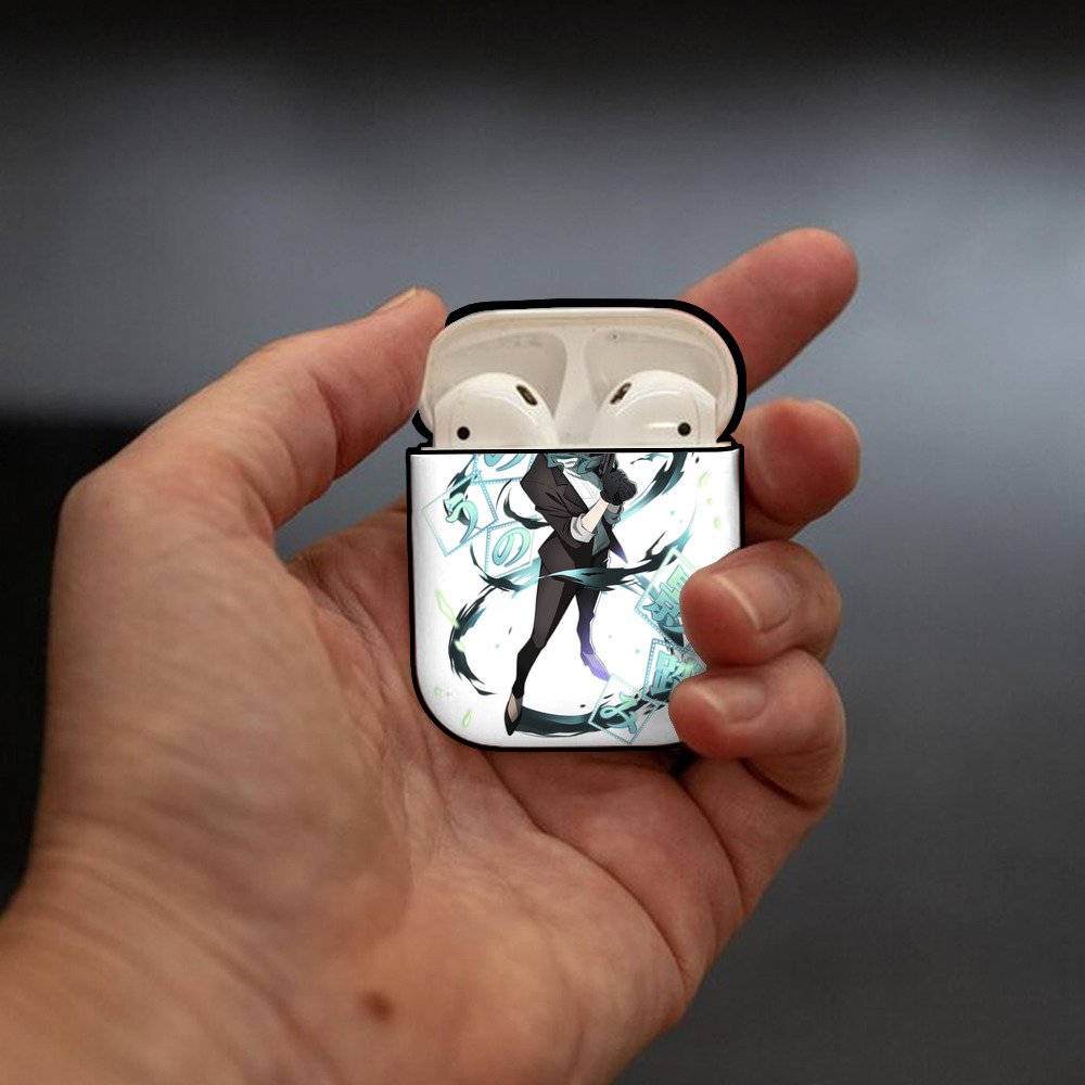 文豪ストレイドッグス Bungo Stray Dogs AirPods 第2世代保護ケース ハードシェル ブラック 耐衝撃・防指紋・カラビナ付き