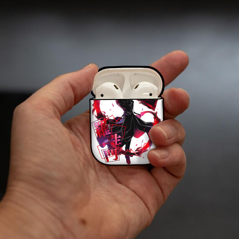 文豪ストレイドッグス Bungo Stray Dogs AirPods 第2世代保護ケース ハードシェル ブラック 耐衝撃・防指紋・カラビナ付き