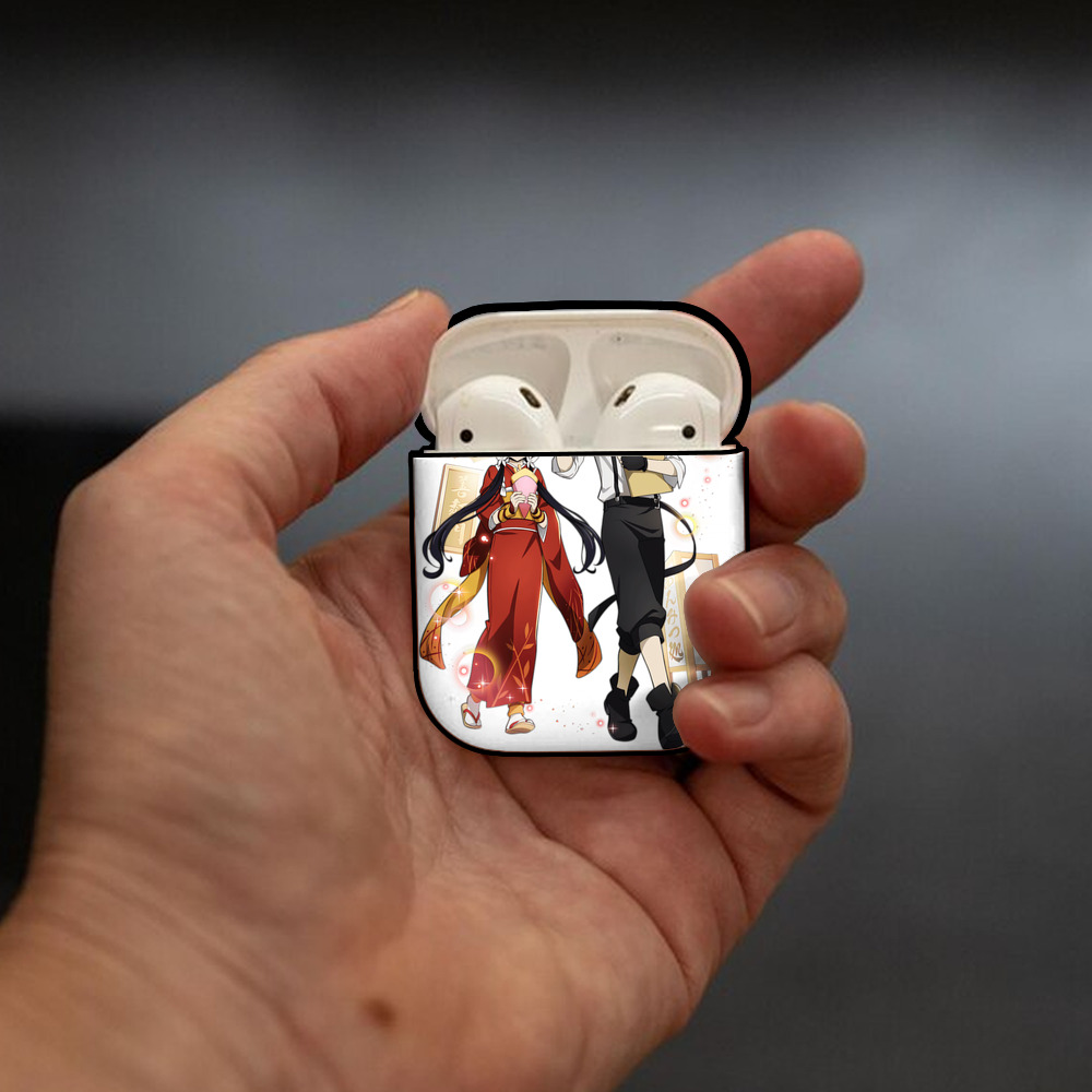 文豪ストレイドッグス Bungo Stray Dogs AirPods 第2世代保護ケース ハードシェル ブラック 耐衝撃・防指紋・カラビナ付き