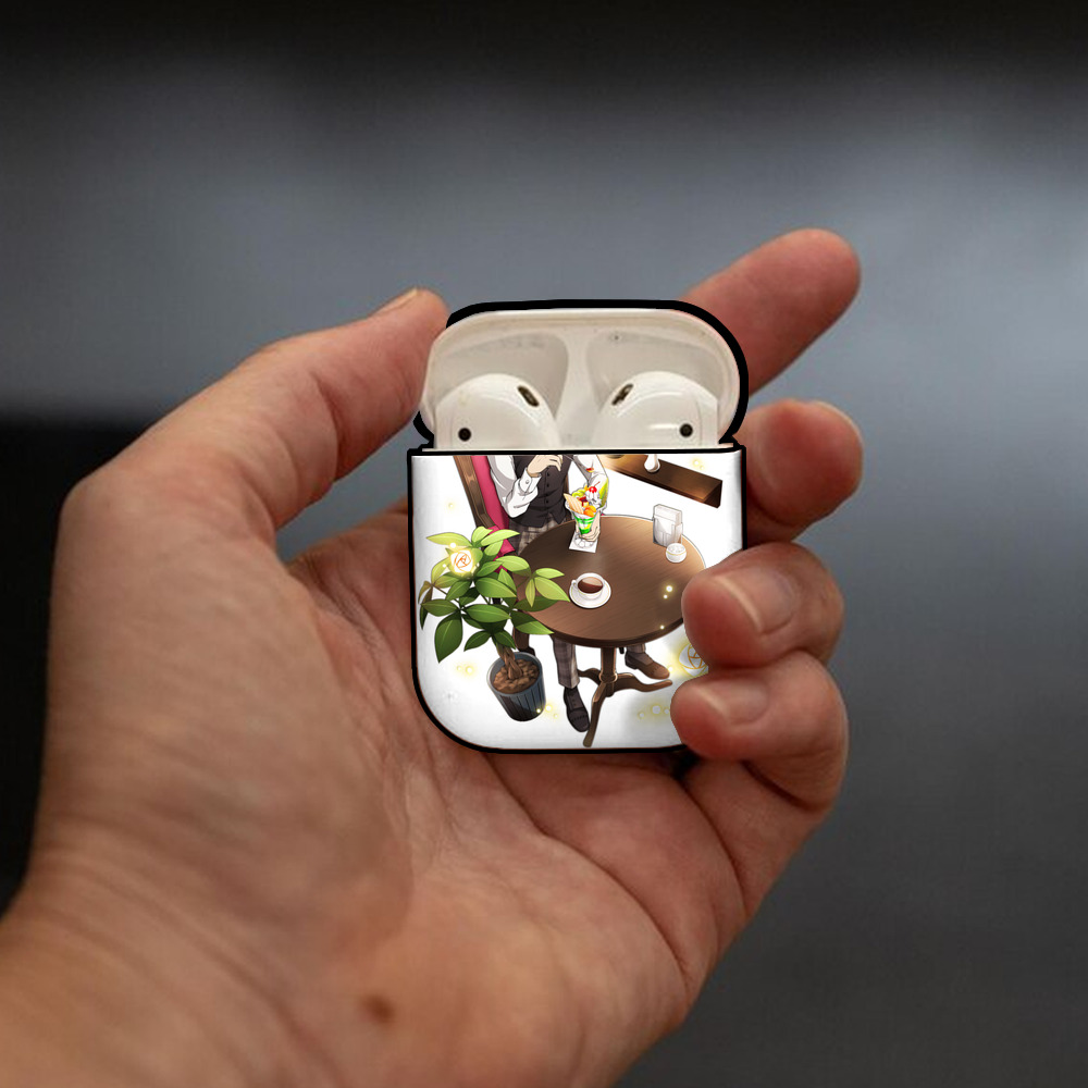 文豪ストレイドッグス Bungo Stray Dogs AirPods 第2世代保護ケース ハードシェル ブラック 耐衝撃・防指紋・カラビナ付き