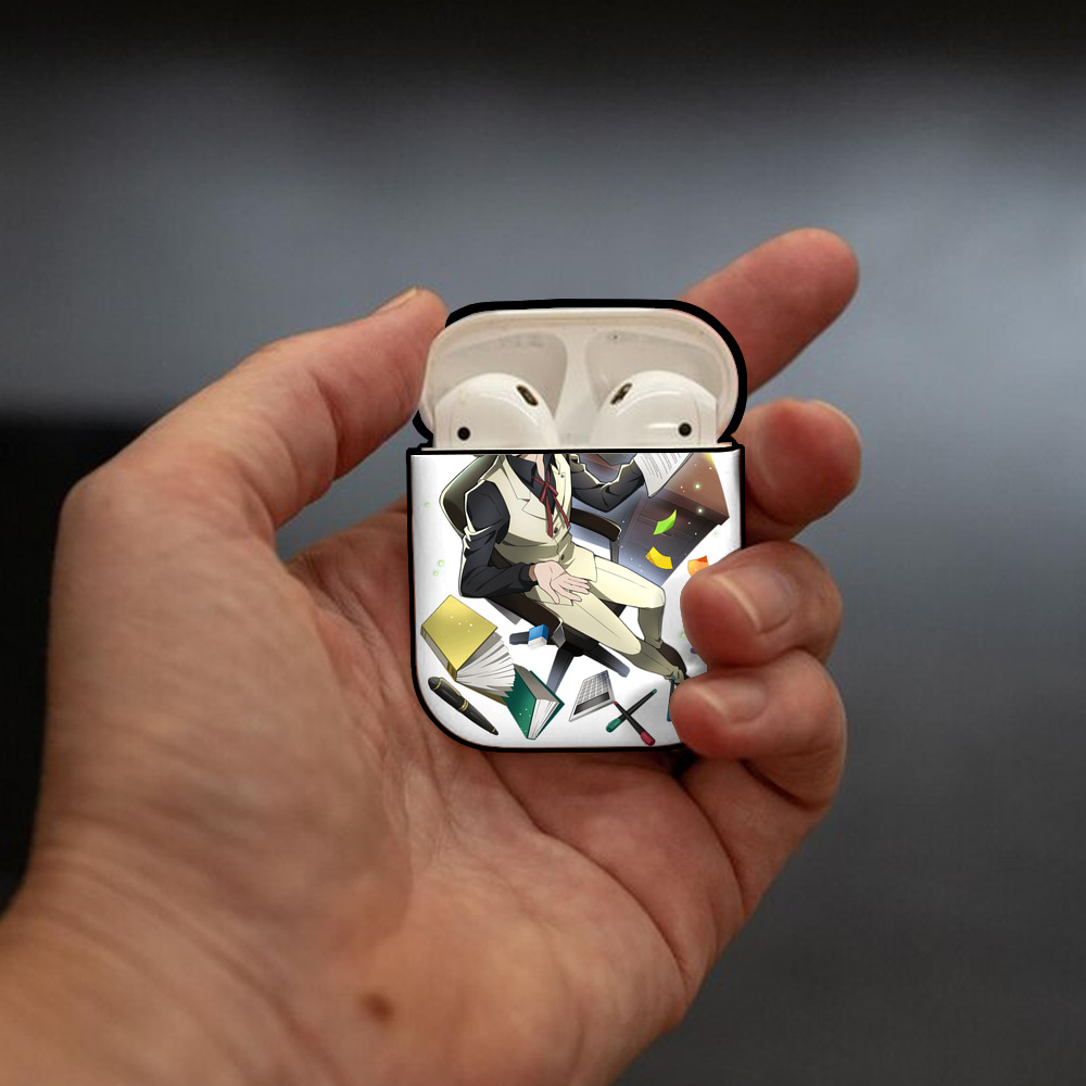 文豪ストレイドッグス Bungo Stray Dogs AirPods 第2世代保護ケース ハードシェル ブラック 耐衝撃・防指紋・カラビナ付き