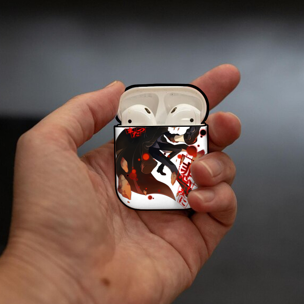 文豪ストレイドッグス Bungo Stray Dogs AirPods 第2世代保護ケース ハードシェル ブラック 耐衝撃・防指紋・カラビナ付き