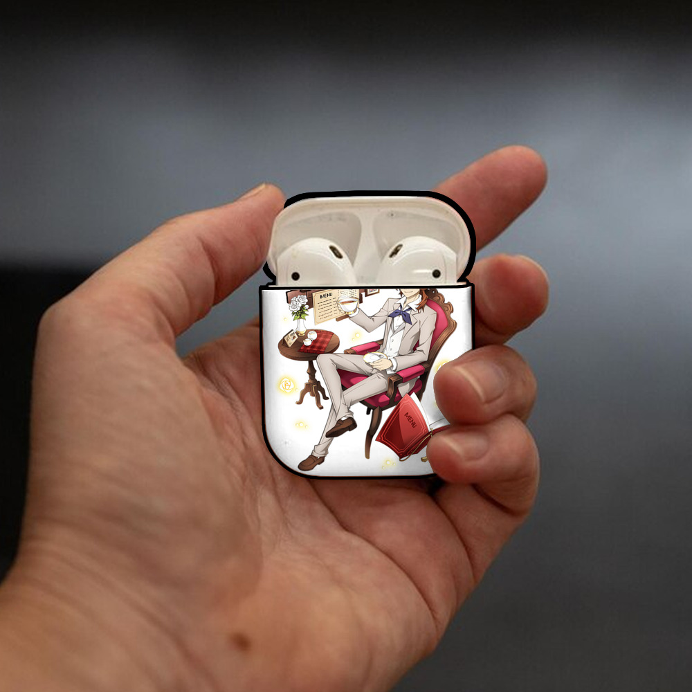 文豪ストレイドッグス Bungo Stray Dogs AirPods 第2世代保護ケース ハードシェル ブラック 耐衝撃・防指紋・カラビナ付き