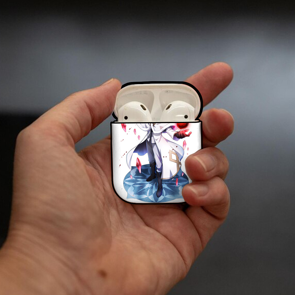 文豪ストレイドッグス Bungo Stray Dogs AirPods 第2世代保護ケース ハードシェル ブラック 耐衝撃・防指紋・カラビナ付き