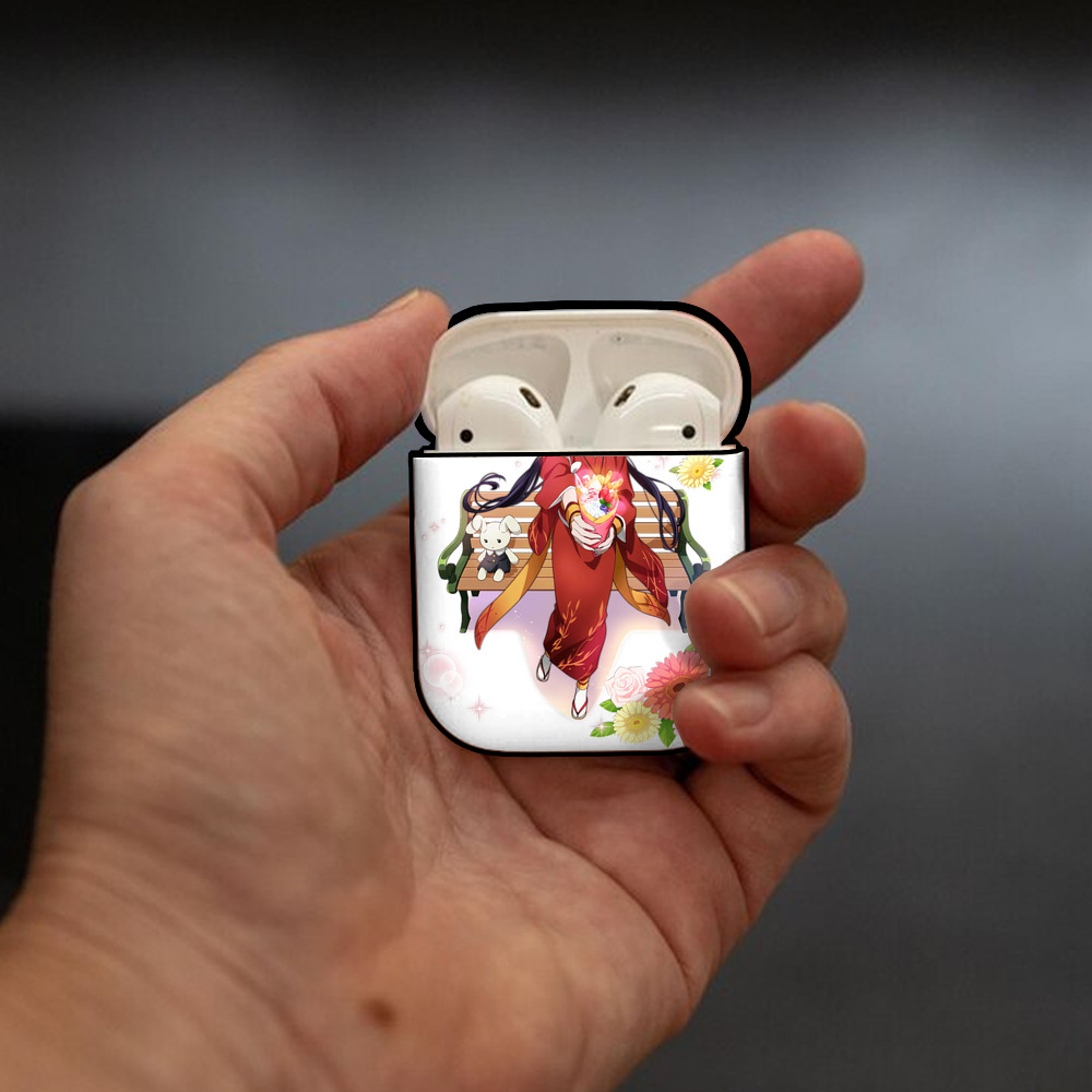 文豪ストレイドッグス Bungo Stray Dogs AirPods 第2世代保護ケース ハードシェル ブラック 耐衝撃・防指紋・カラビナ付き