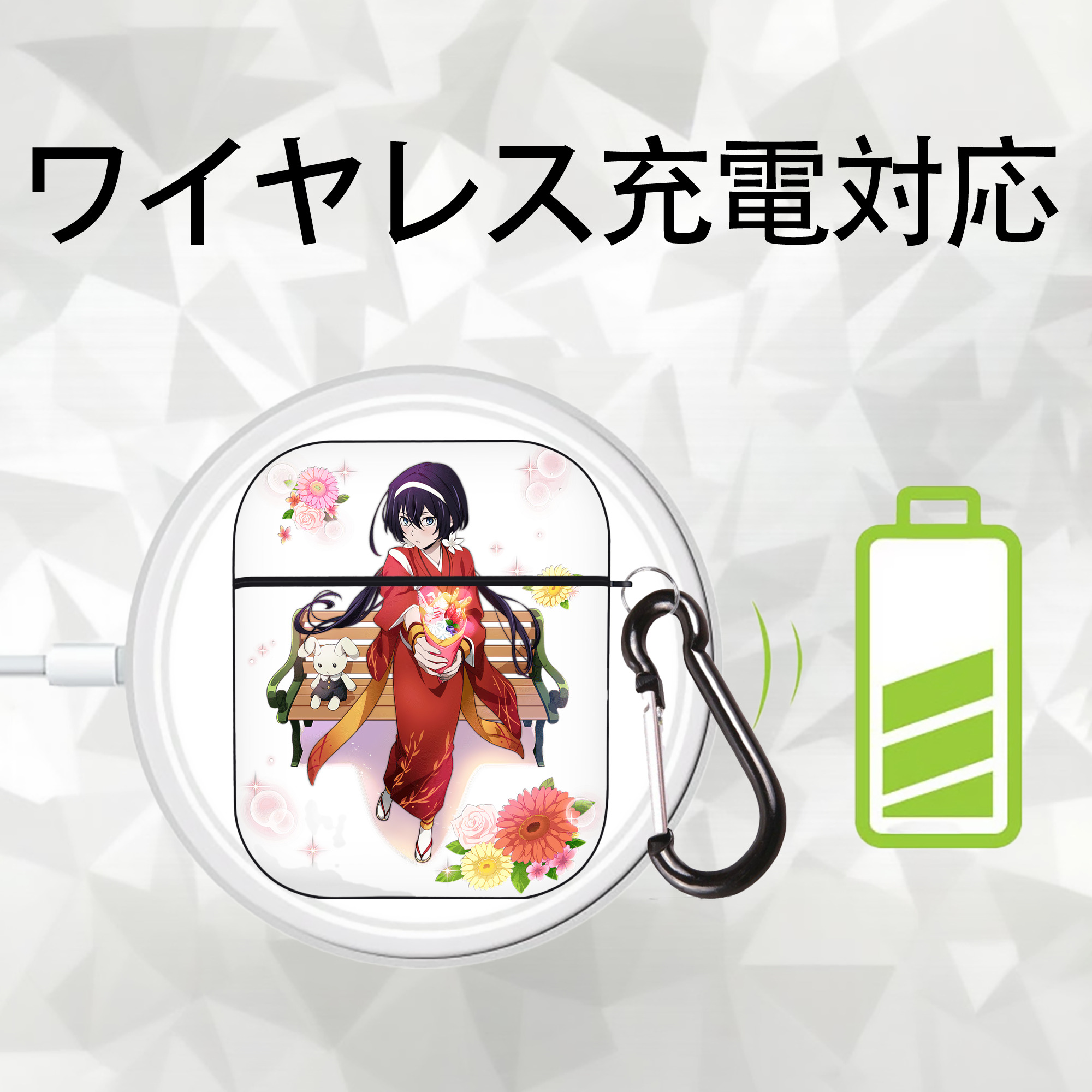 文豪ストレイドッグス Bungo Stray Dogs AirPods 第2世代保護ケース ハードシェル ブラック 耐衝撃・防指紋・カラビナ付き