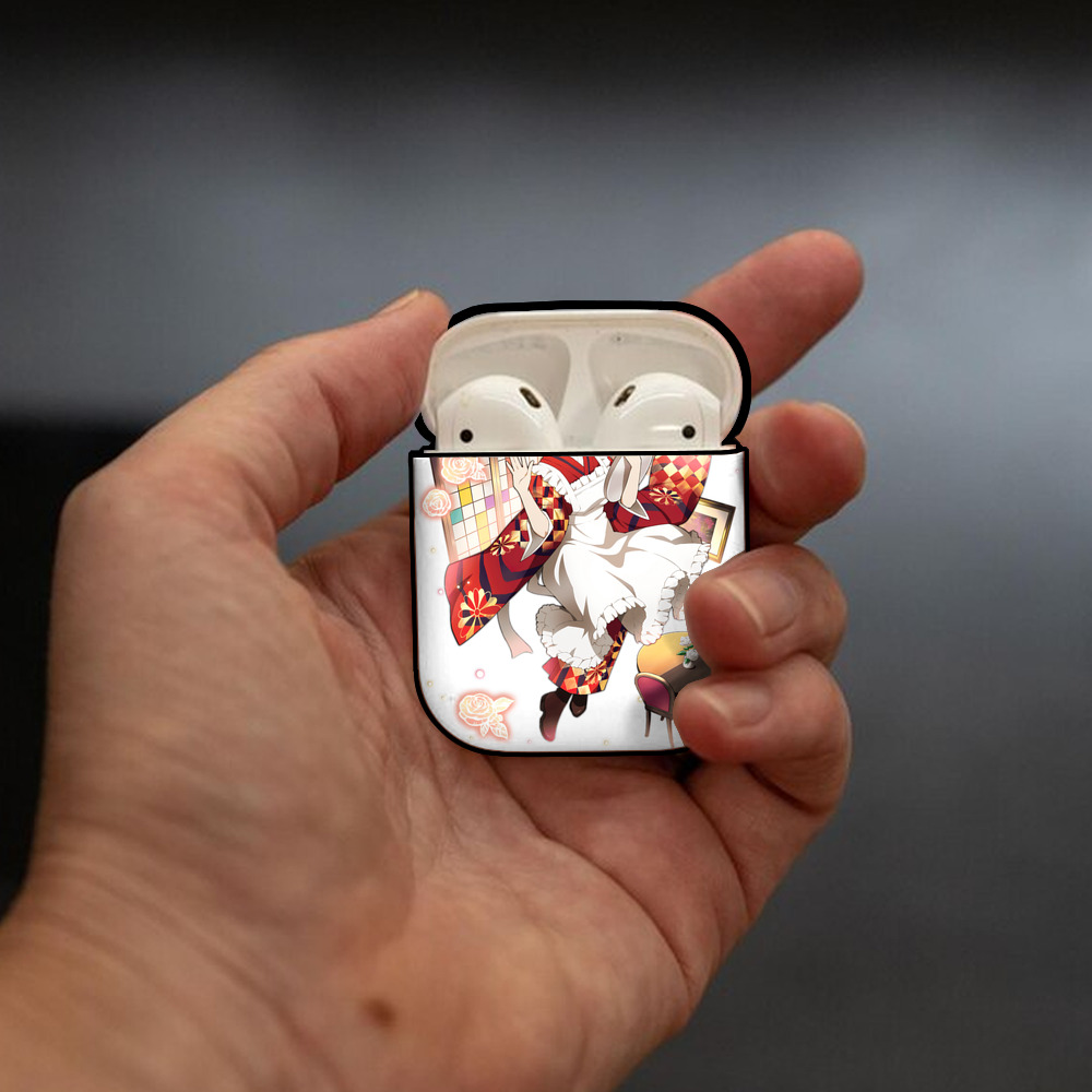 文豪ストレイドッグス Bungo Stray Dogs AirPods 第2世代保護ケース ハードシェル ブラック 耐衝撃・防指紋・カラビナ付き