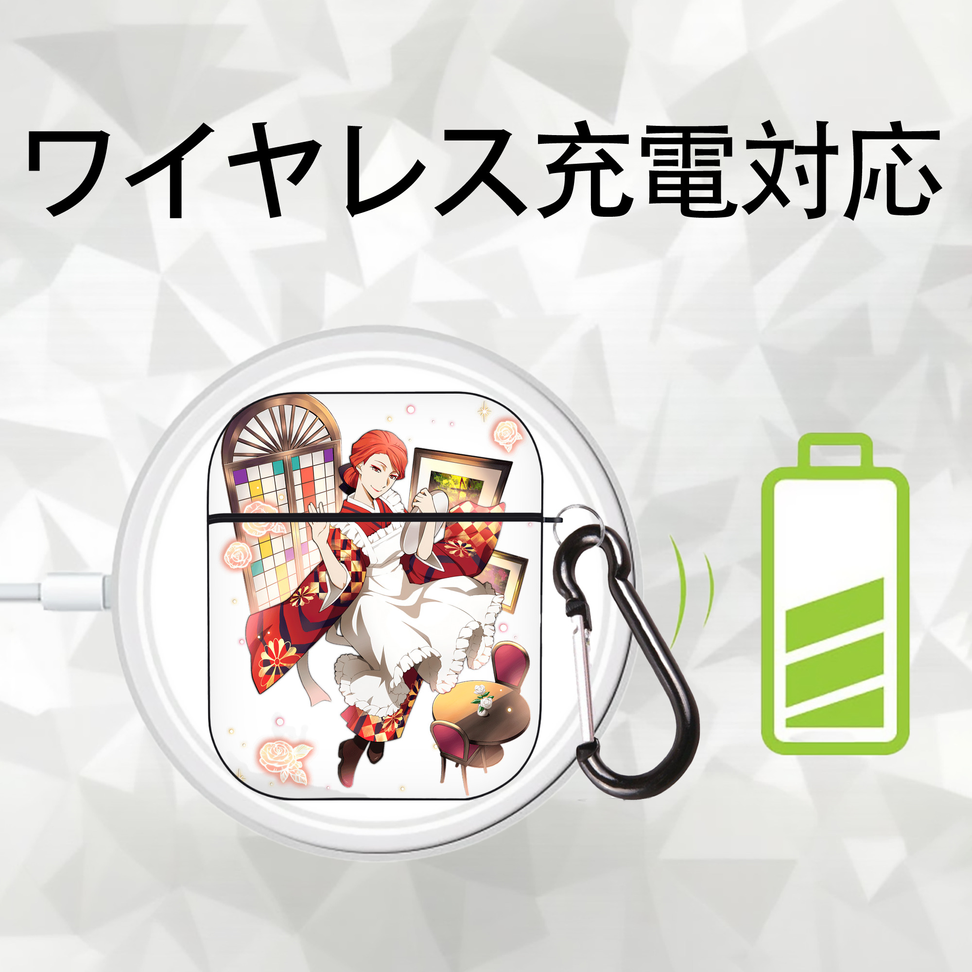 文豪ストレイドッグス Bungo Stray Dogs AirPods 第2世代保護ケース ハードシェル ブラック 耐衝撃・防指紋・カラビナ付き