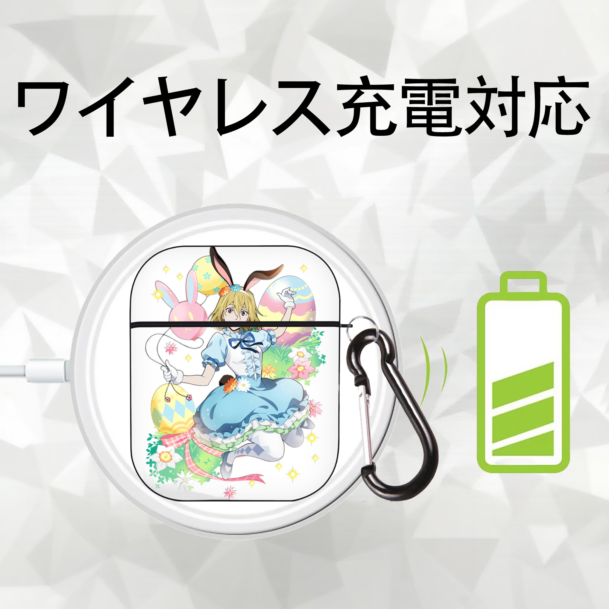 文豪ストレイドッグス Bungo Stray Dogs AirPods 第2世代保護ケース ハードシェル ブラック 耐衝撃・防指紋・カラビナ付き