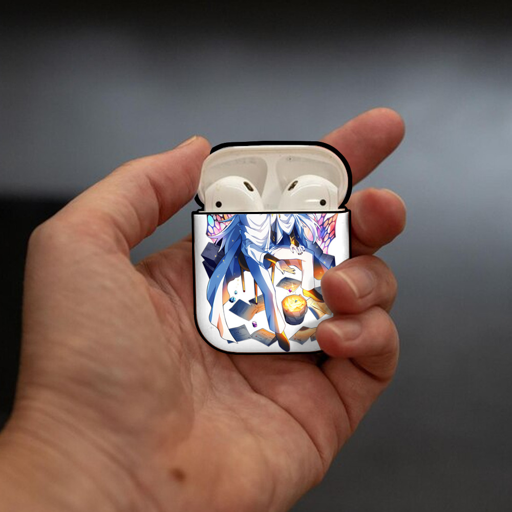 文豪ストレイドッグス Bungo Stray Dogs AirPods 第2世代保護ケース ハードシェル ブラック 耐衝撃・防指紋・カラビナ付き