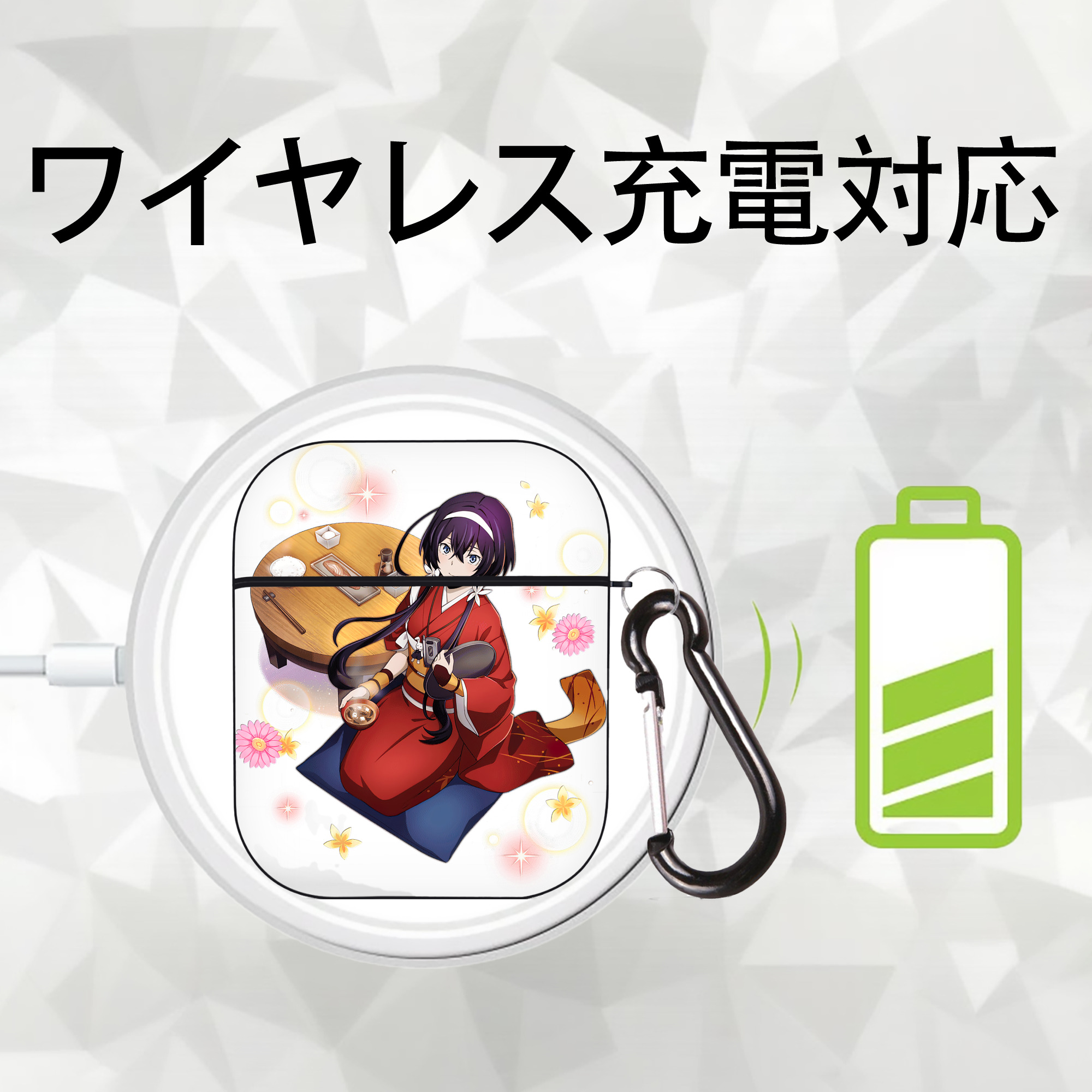 文豪ストレイドッグス Bungo Stray Dogs AirPods 第2世代保護ケース ハードシェル ブラック 耐衝撃・防指紋・カラビナ付き