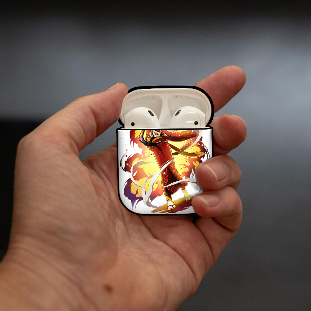 文豪ストレイドッグス Bungo Stray Dogs AirPods 第2世代保護ケース ハードシェル ブラック 耐衝撃・防指紋・カラビナ付き