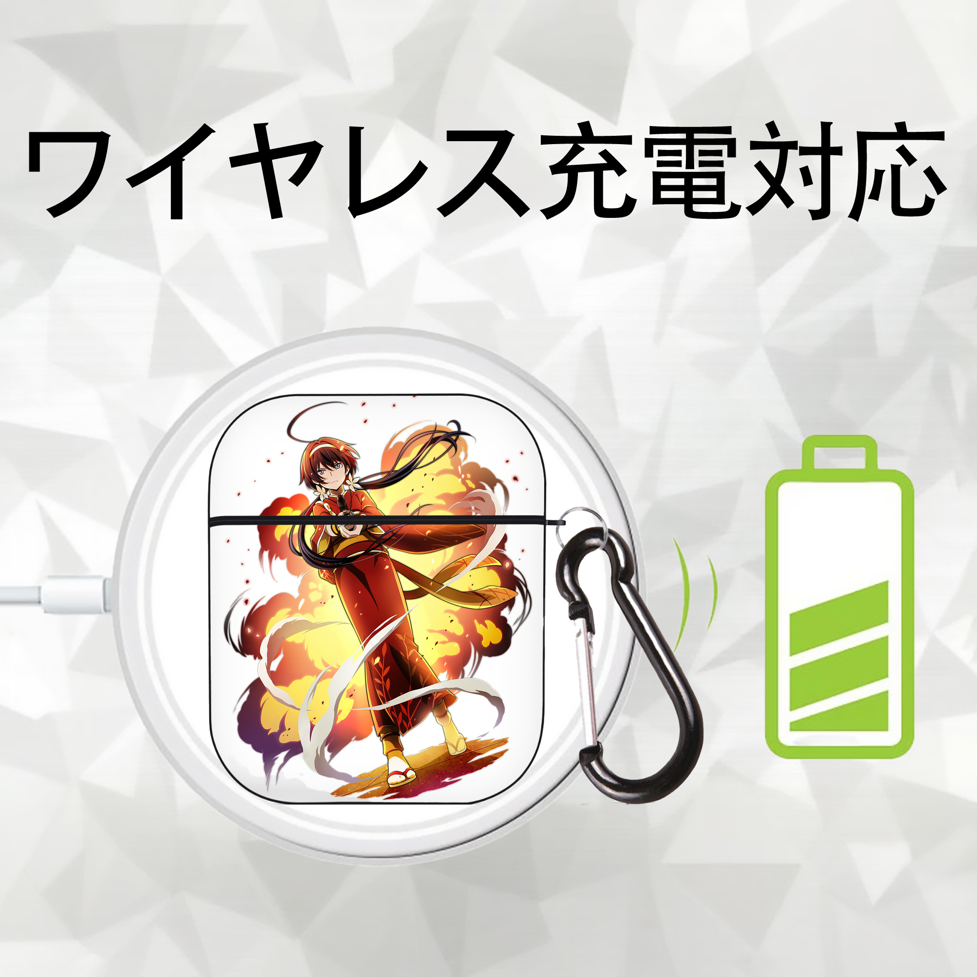 文豪ストレイドッグス Bungo Stray Dogs AirPods 第2世代保護ケース ハードシェル ブラック 耐衝撃・防指紋・カラビナ付き