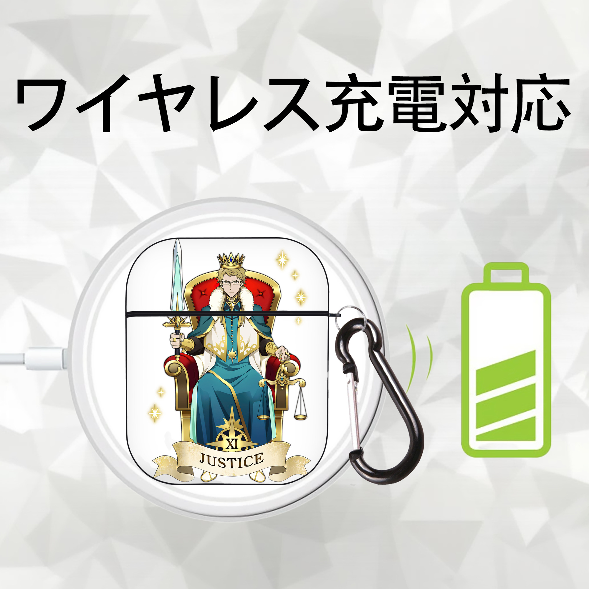 文豪ストレイドッグス Bungo Stray Dogs AirPods 第2世代保護ケース ハードシェル ブラック 耐衝撃・防指紋・カラビナ付き