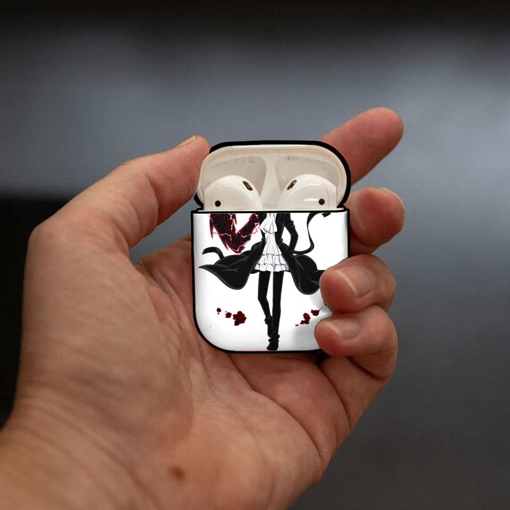 文豪ストレイドッグス Bungo Stray Dogs AirPods 第2世代保護ケース ハードシェル ブラック 耐衝撃・防指紋・カラビナ付き