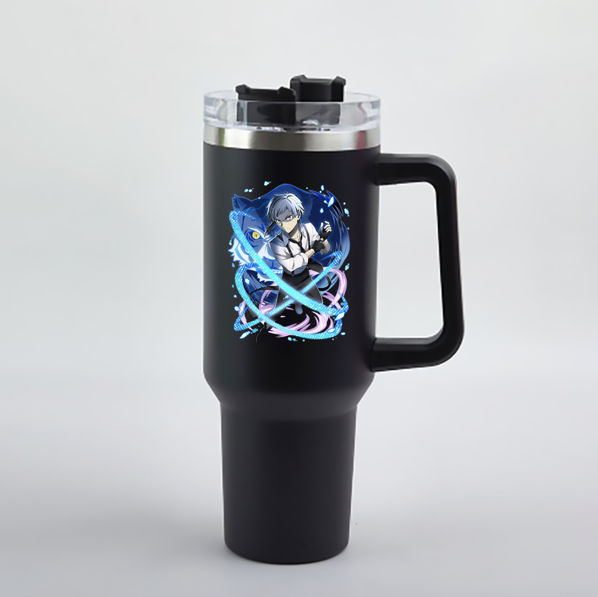 （画像用） 文豪ストレイドッグス Bungo Stray Dogs 1200mL車用タンブラー - クリスタルステッカー（プラスチックストロー付き）