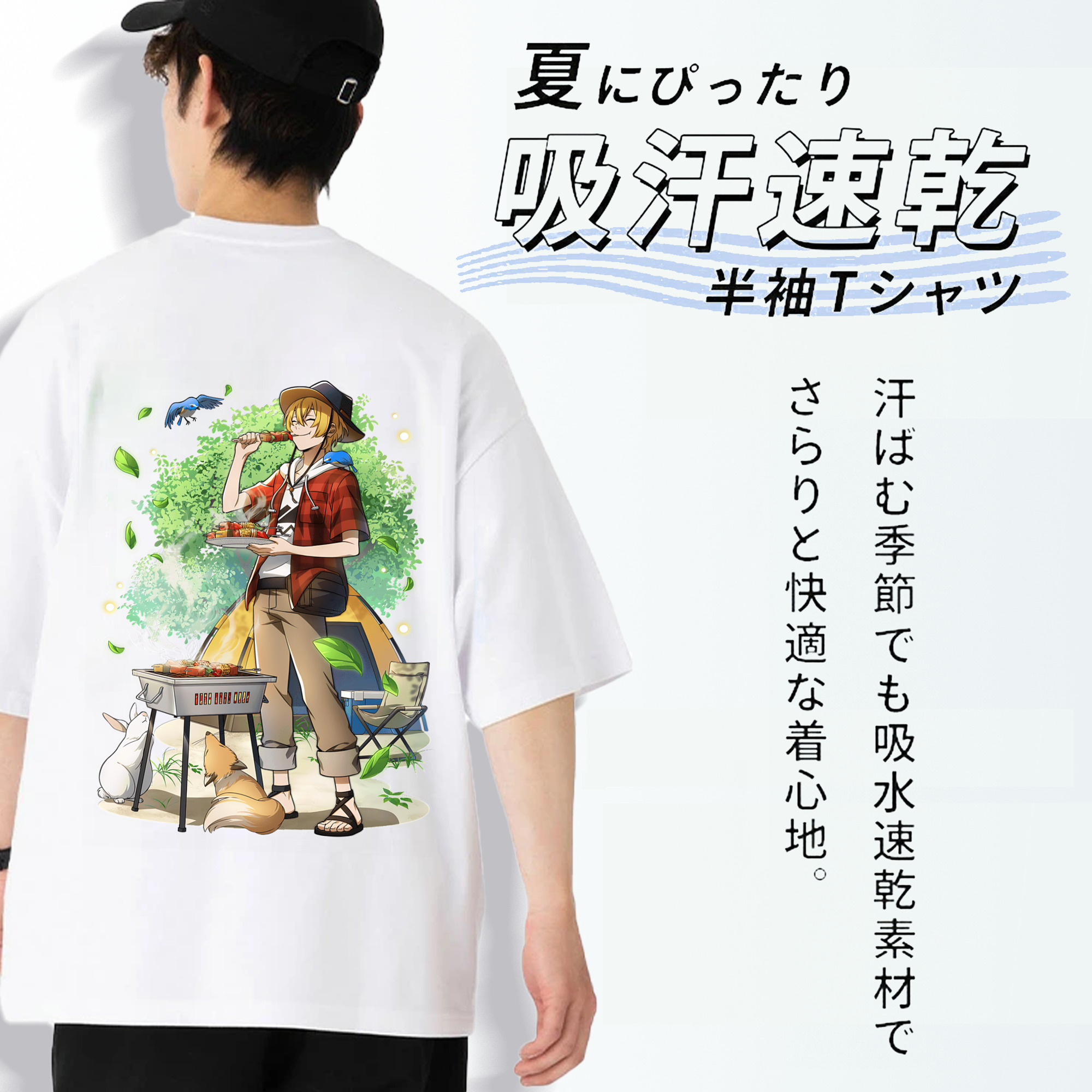 文豪ストレイドッグス Bungo Stray Dogs 綿100％半袖Tシャツ（背面プリント）