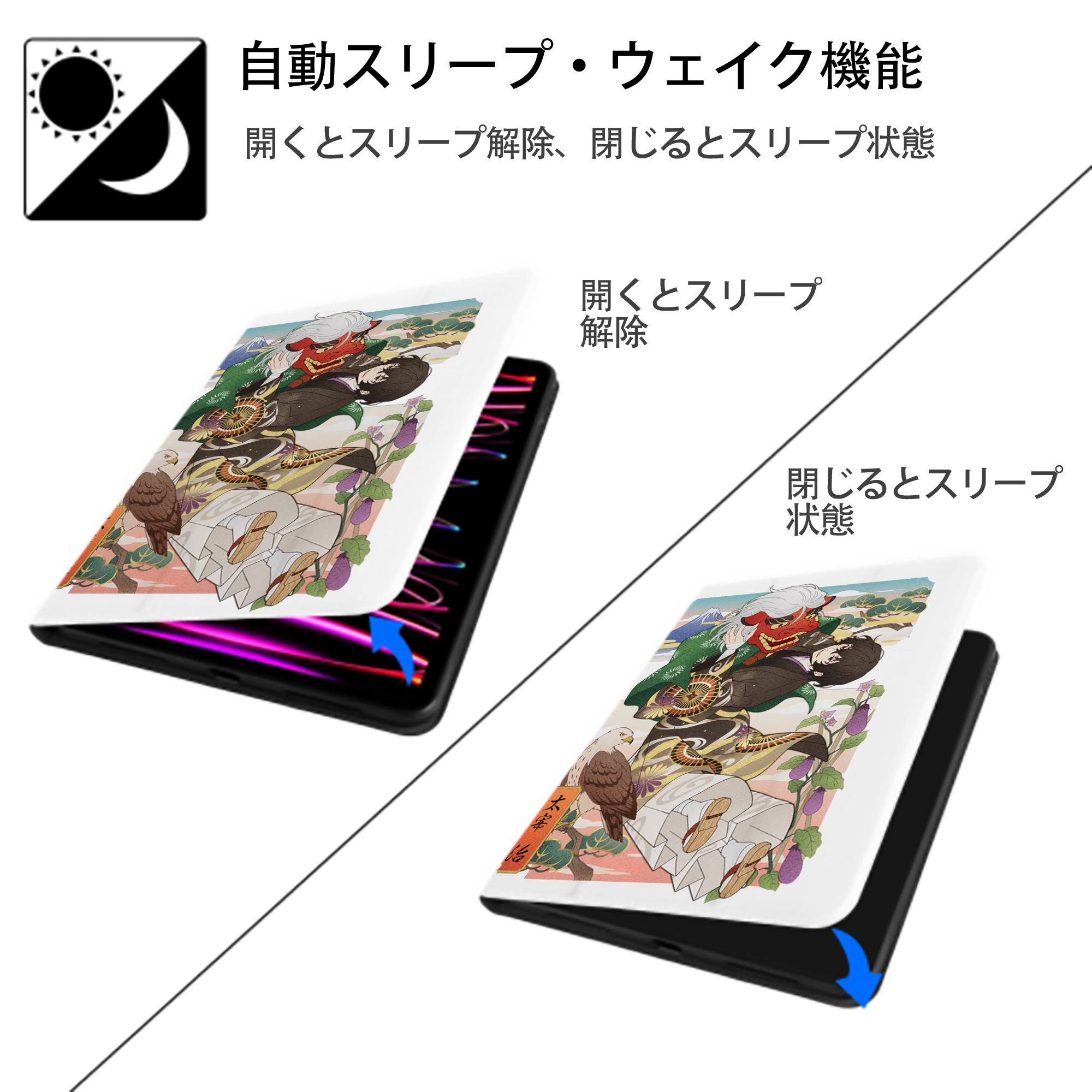 文豪ストレイドッグス Bungo Stray Dogs IPad ケース ペン収納付き 三つ折りスタンド PUレザー×シリコン 対応機種9.5/10.5/10.9インチ