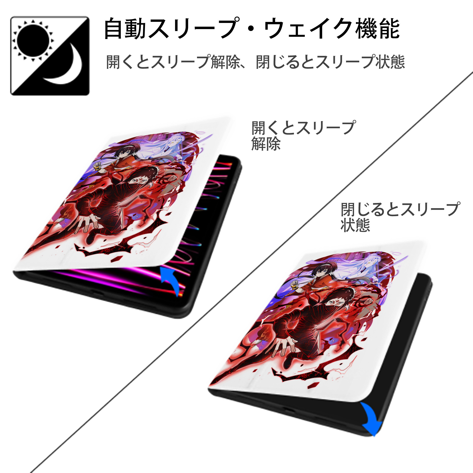 文豪ストレイドッグス Bungo Stray Dogs IPad ケース ペン収納付き 三つ折りスタンド PUレザー×シリコン 対応機種9.5/10.5/10.9インチ
