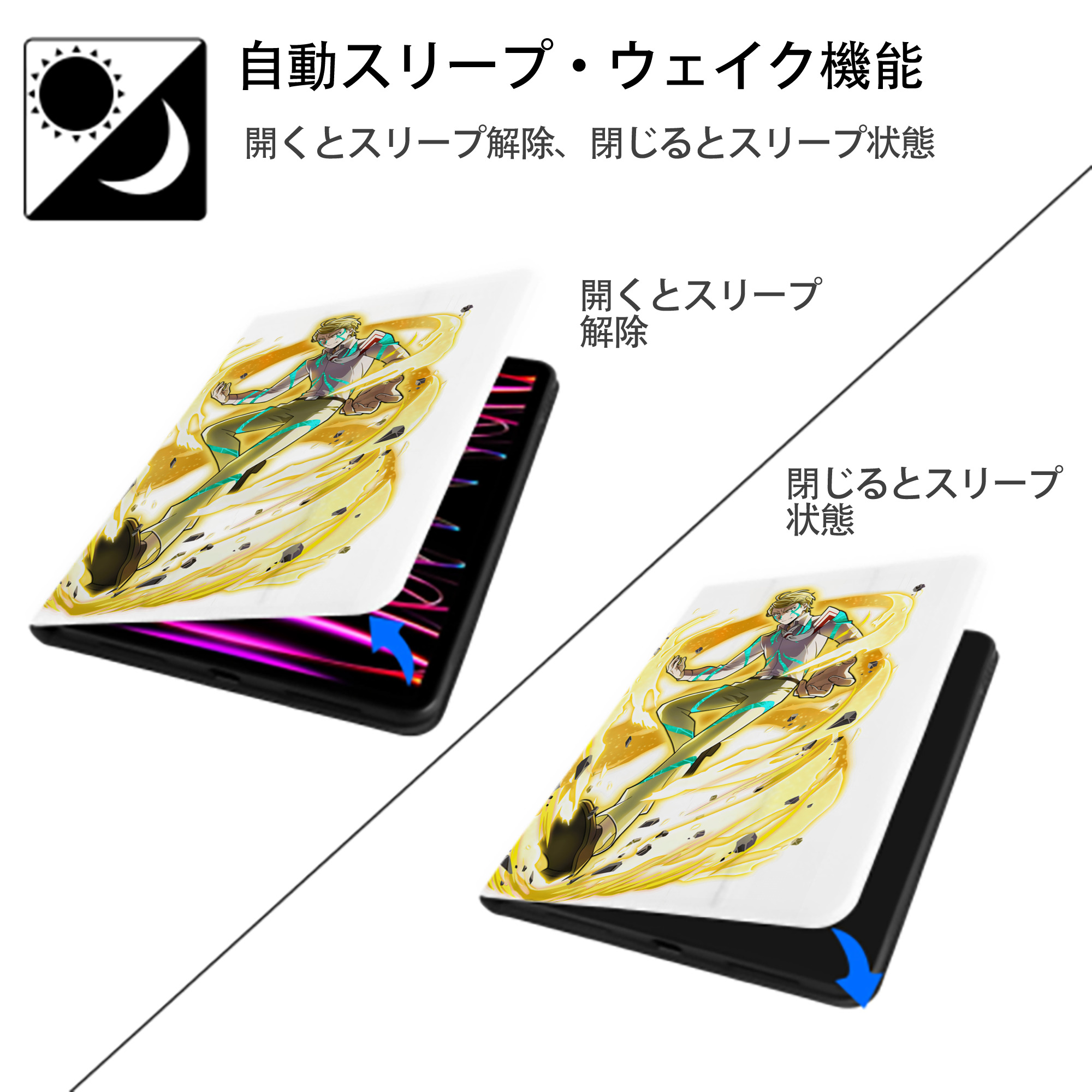 文豪ストレイドッグス Bungo Stray Dogs IPad ケース ペン収納付き 三つ折りスタンド PUレザー×シリコン 対応機種9.5/10.5/10.9インチ