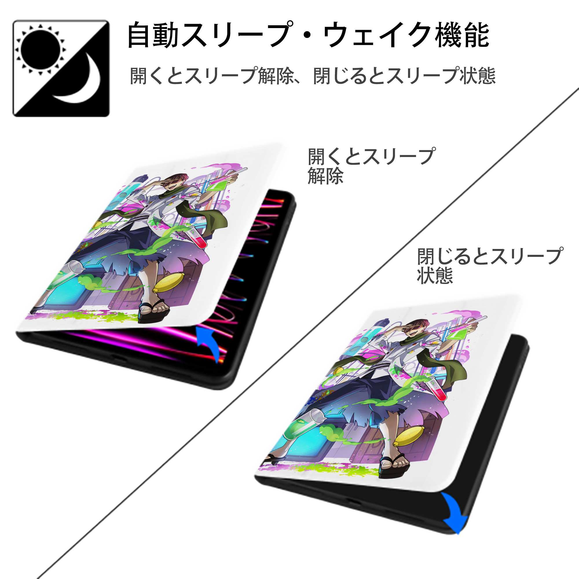文豪ストレイドッグス Bungo Stray Dogs IPad ケース ペン収納付き 三つ折りスタンド PUレザー×シリコン 対応機種9.5/10.5/10.9インチ