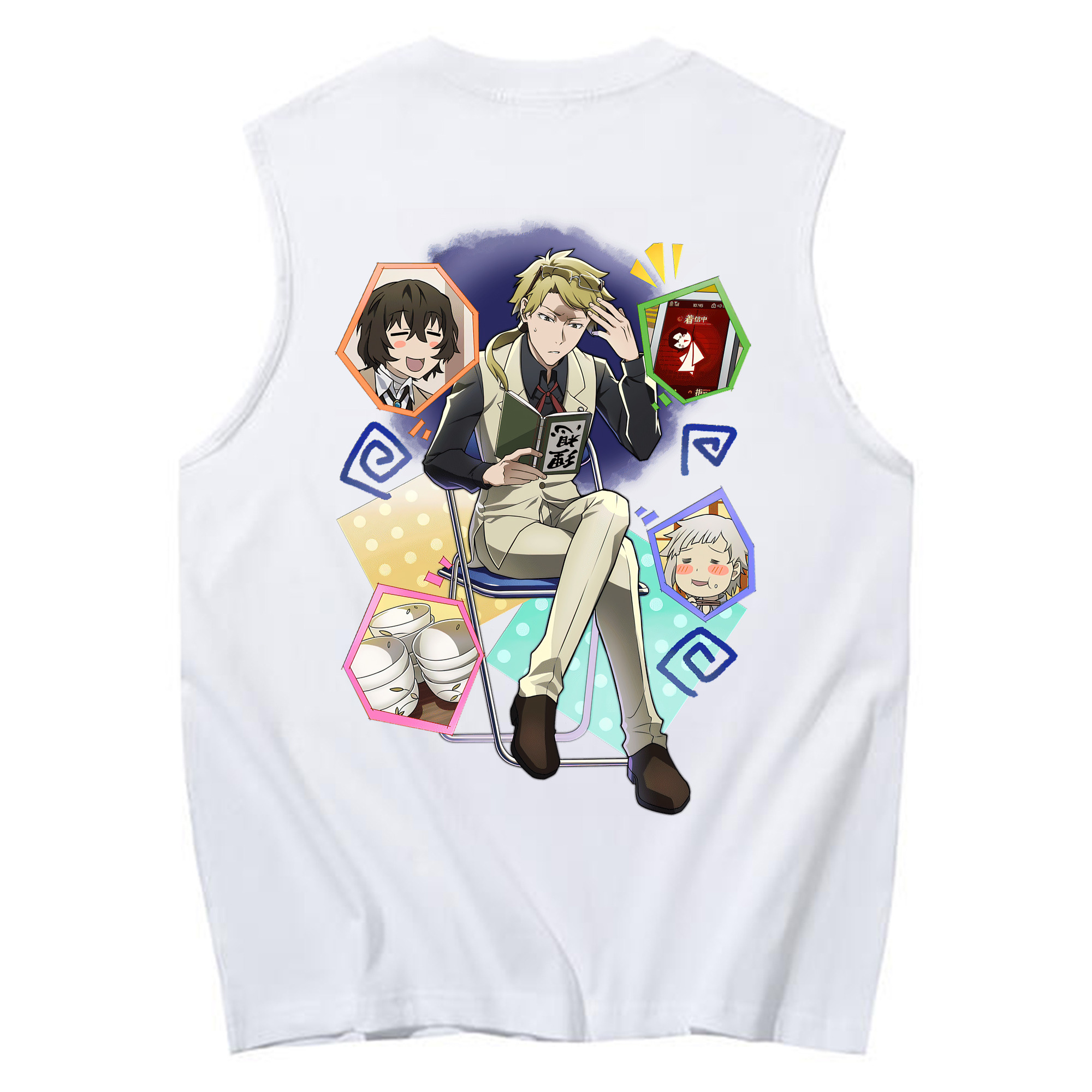 （画像用） 文豪ストレイドッグス Bungo Stray Dogs コットン100％タンクトップ（背面プリント）