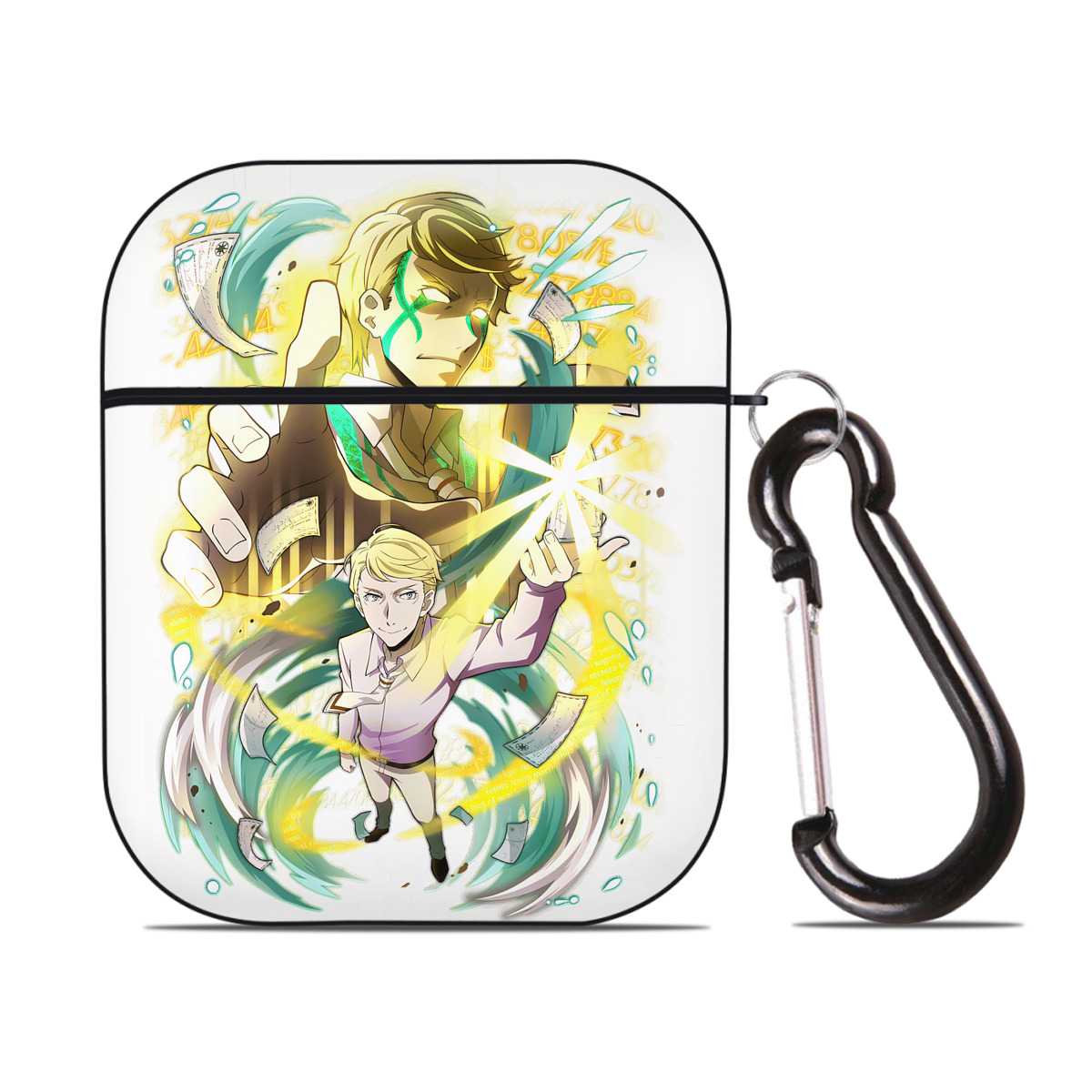 （画像用） 文豪ストレイドッグス Bungo Stray Dogs AirPods 第2世代保護ケース ハードシェル ブラック 耐衝撃・防指紋・カラビナ付き