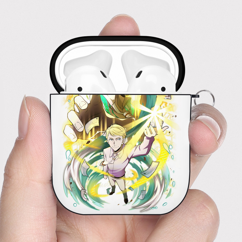 （画像用） 文豪ストレイドッグス Bungo Stray Dogs AirPods 第2世代保護ケース ハードシェル ブラック 耐衝撃・防指紋・カラビナ付き