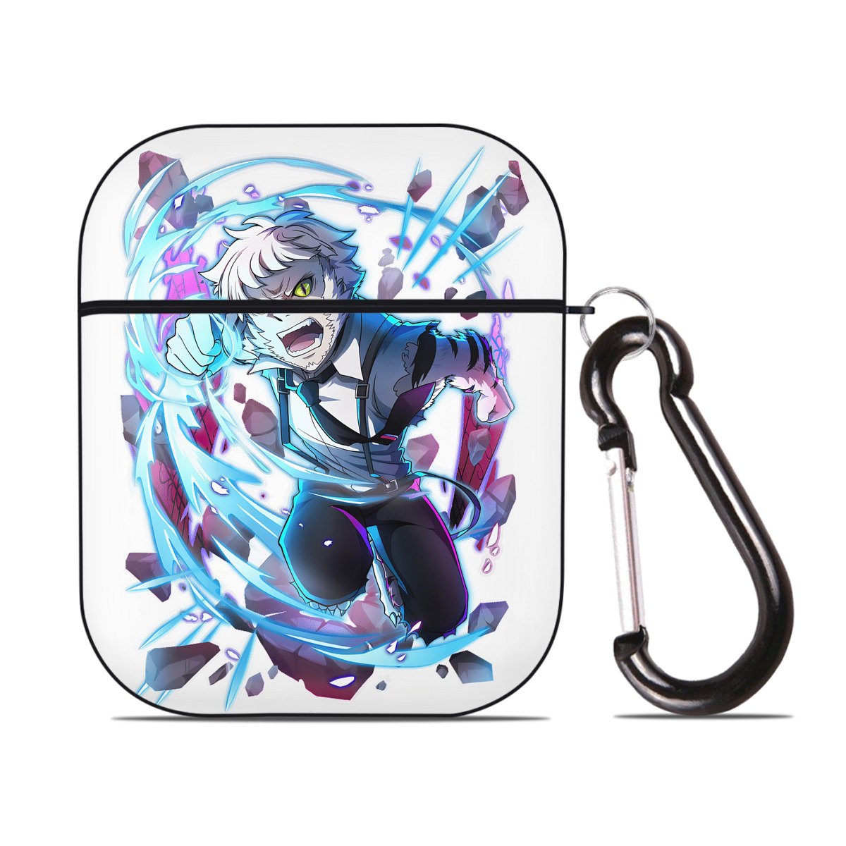 （画像用） 文豪ストレイドッグス Bungo Stray Dogs AirPods 第2世代保護ケース ハードシェル ブラック 耐衝撃・防指紋・カラビナ付き