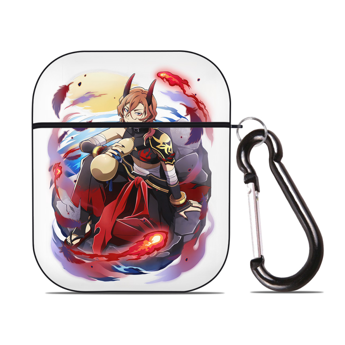 （画像用） 文豪ストレイドッグス Bungo Stray Dogs AirPods 第2世代保護ケース ハードシェル ブラック 耐衝撃・防指紋・カラビナ付き
